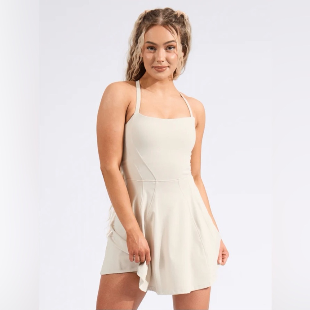 Buffbunny Bend and Snap Dress - Bone - Small (Short)